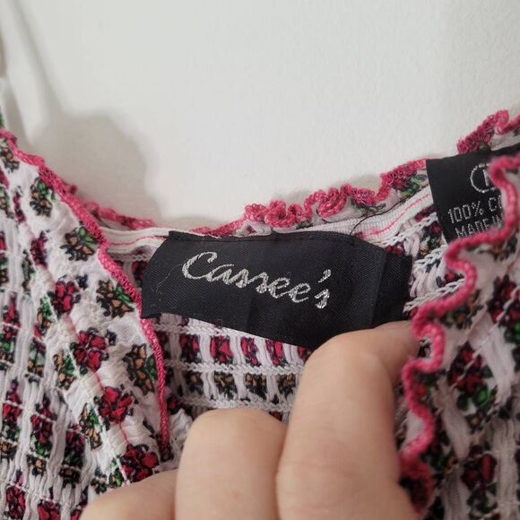 Cassee’s 100% Cotton Smocked Boho Mini Dress Pink India M Purple - Picture 4 of 8